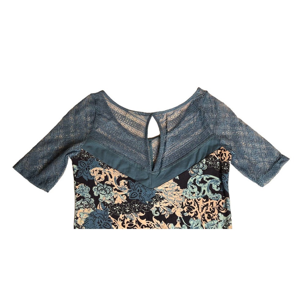 NEW Free People Intimately Blue Floral Paisley Lace Stretch Bodycon Dress Size S - Picture 5 of 7